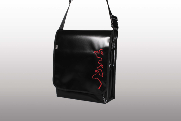 kaufen lkw planen tasche schwarz rote stadtmusikanten silhouette designertasche umhängetasche arbeitstasche handtasche behindertenwerkstatt martinshof