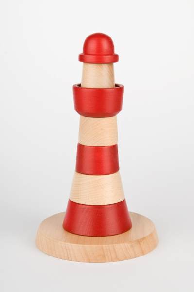 Kaufen Leuchtturm Buche-Vollholz Rot-Natur Spielzeug Deko Kinderspielzeug Bremen Behinderteneinrichtung